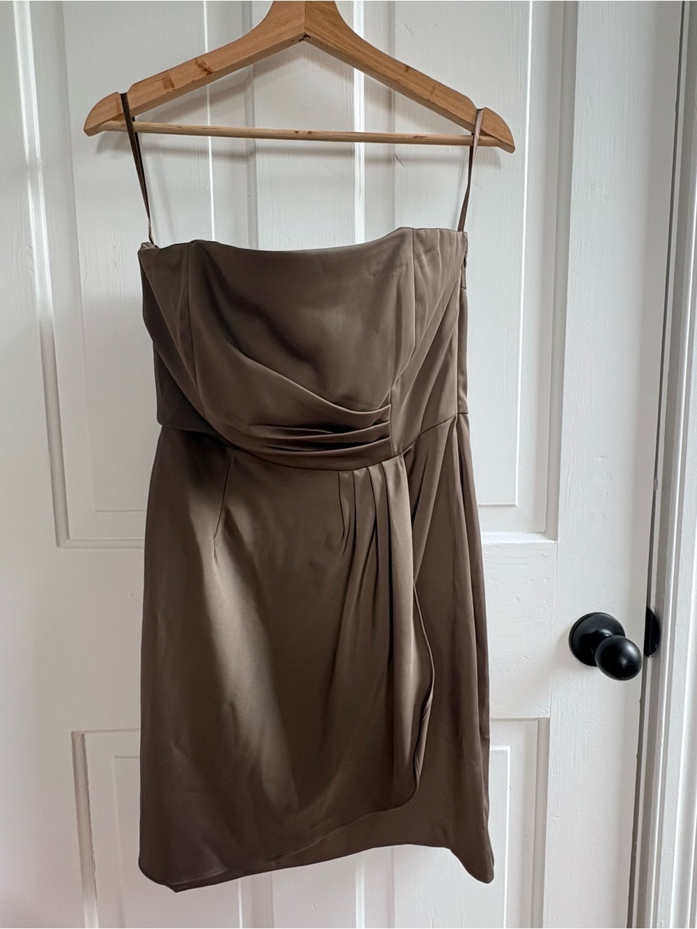 Banana Republic Strapless Taupe Mini Dress wrinkle-resistant - Picture 2 of 14